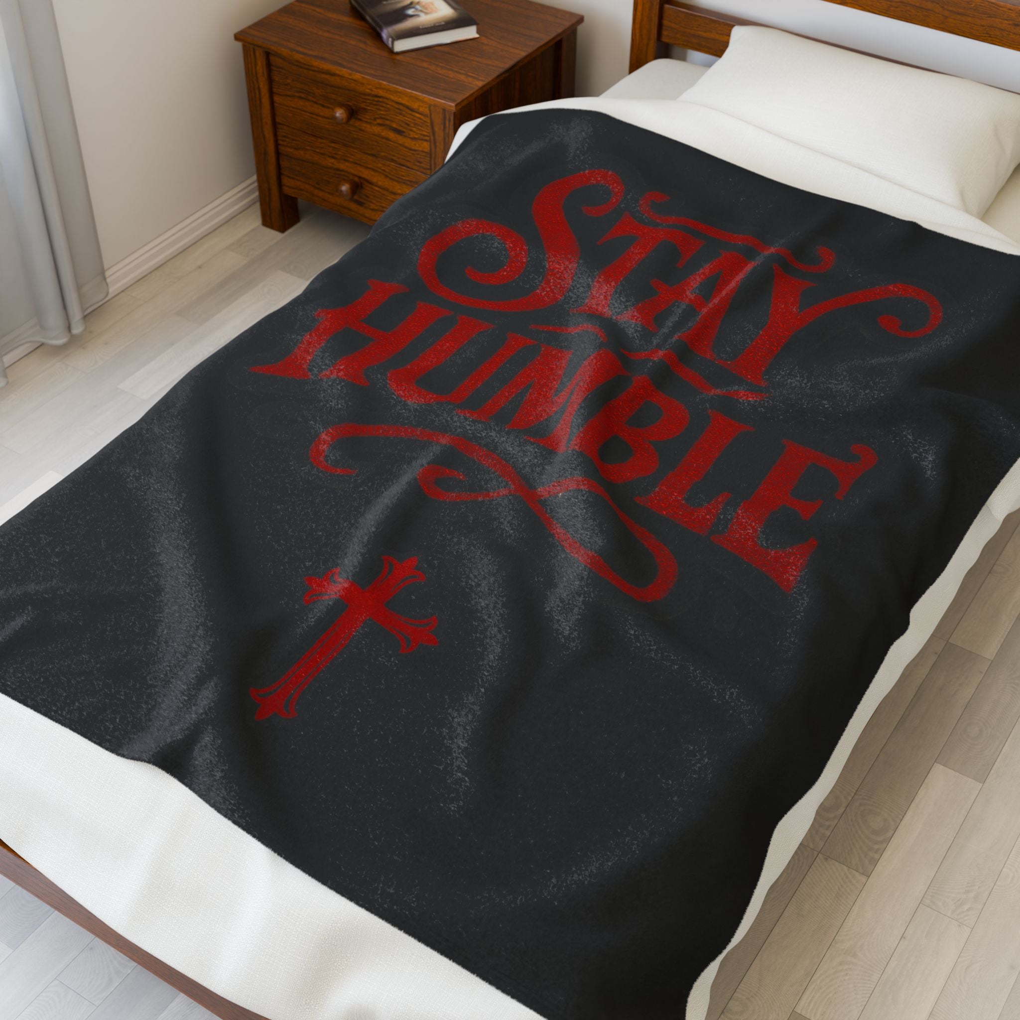 Velveteen Plush Blanket — "Stay Humble"