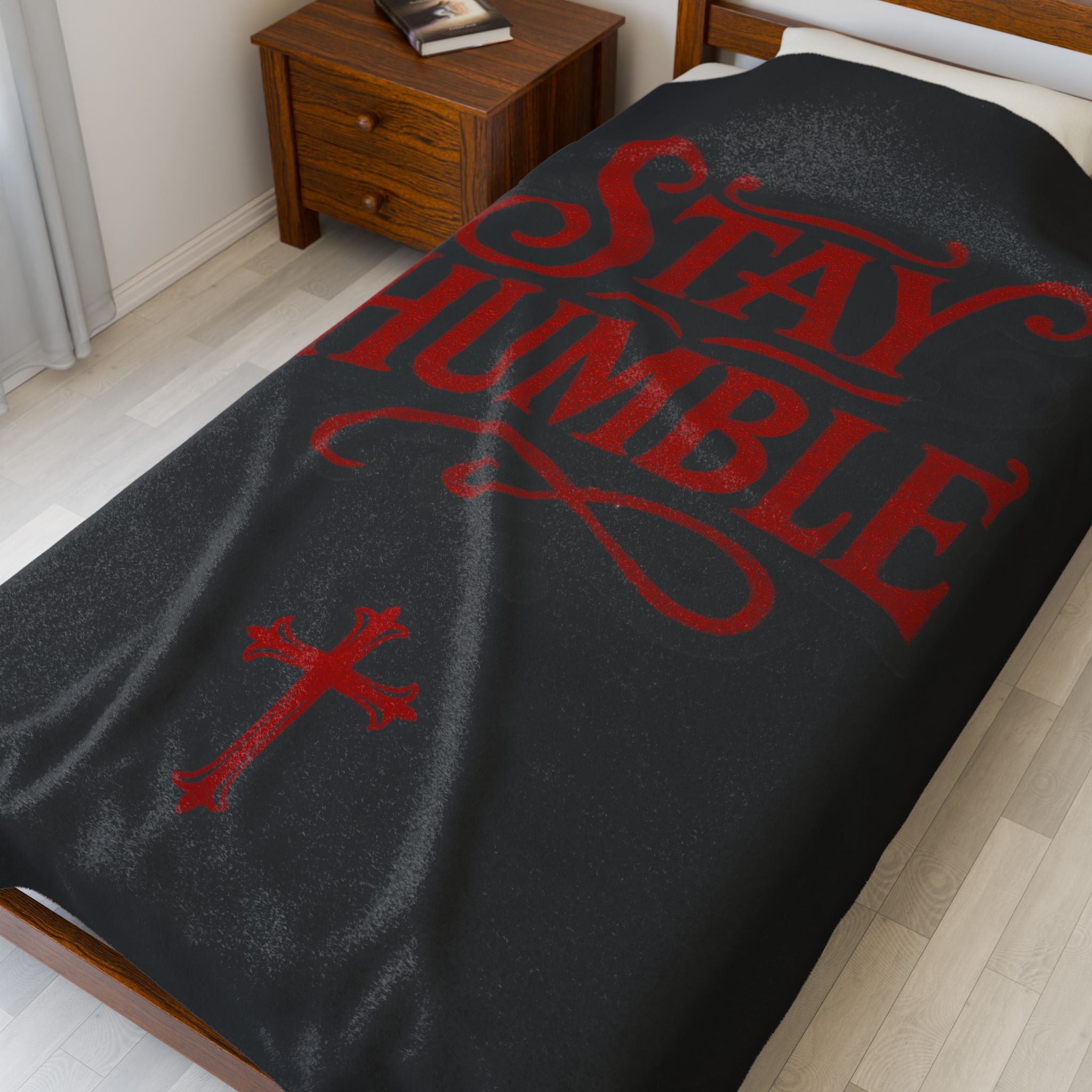 Velveteen Plush Blanket — "Stay Humble"