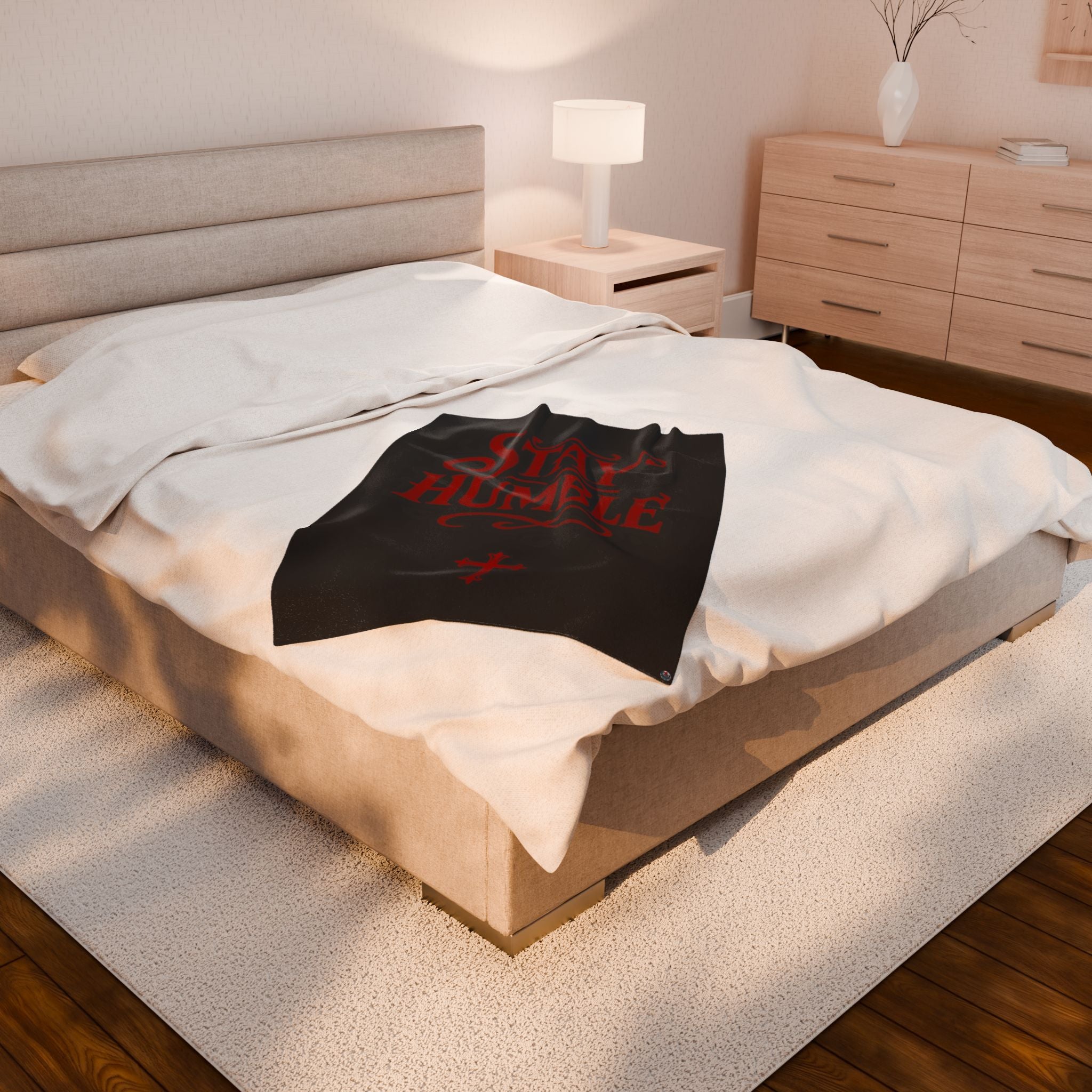 Velveteen Plush Blanket — "Stay Humble"