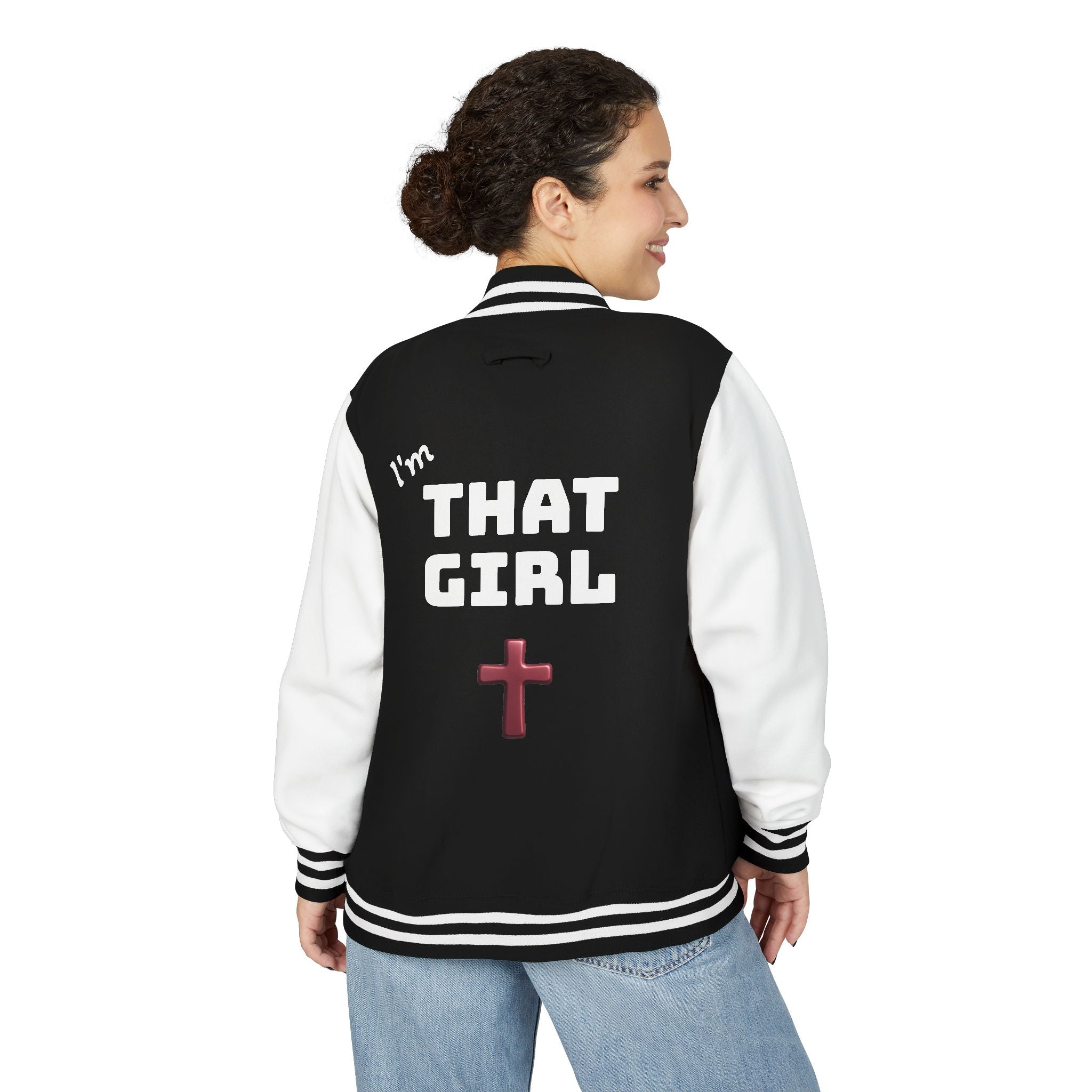 Letterman Jacket — "I'm That Girl" Christian Cross & GOD's Daughter Varsity Jacket