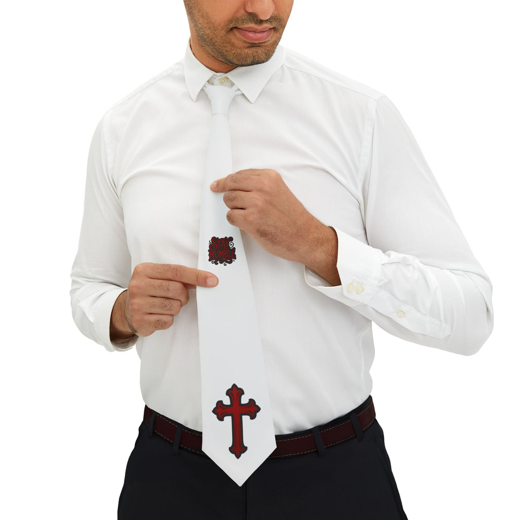 STAY HUMBLE Neck Tie with Red Cross