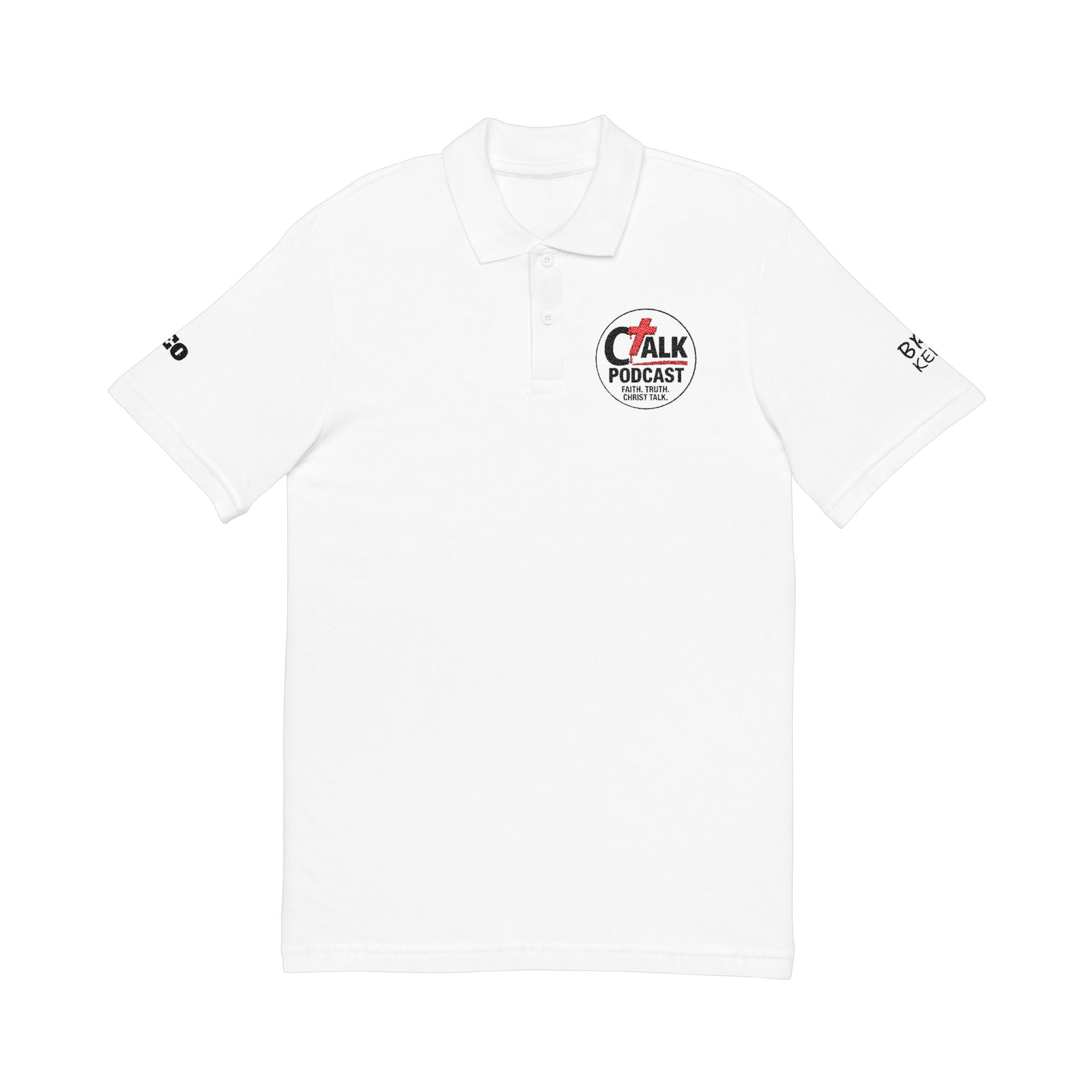 Embroidered Polo Shirt — 'CALK Podcast' Logo Front & 'KEMP' Back