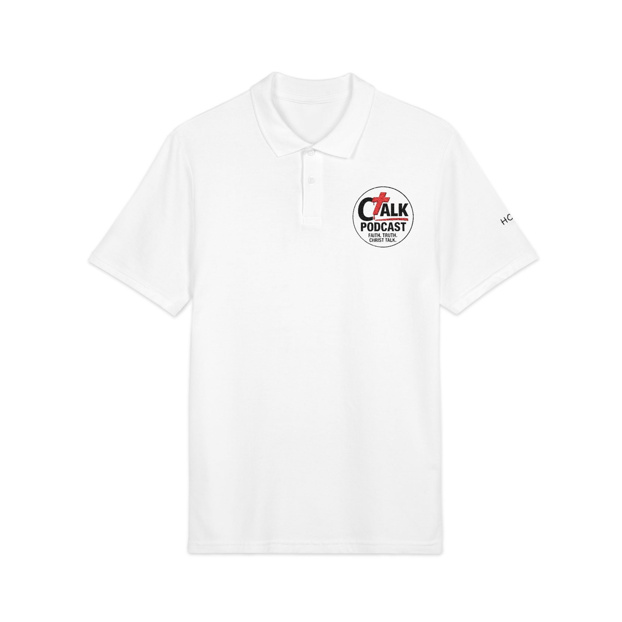 Embroidered Polo Shirt — 'Calk Podcast' Chest Logo & KEMP Back
