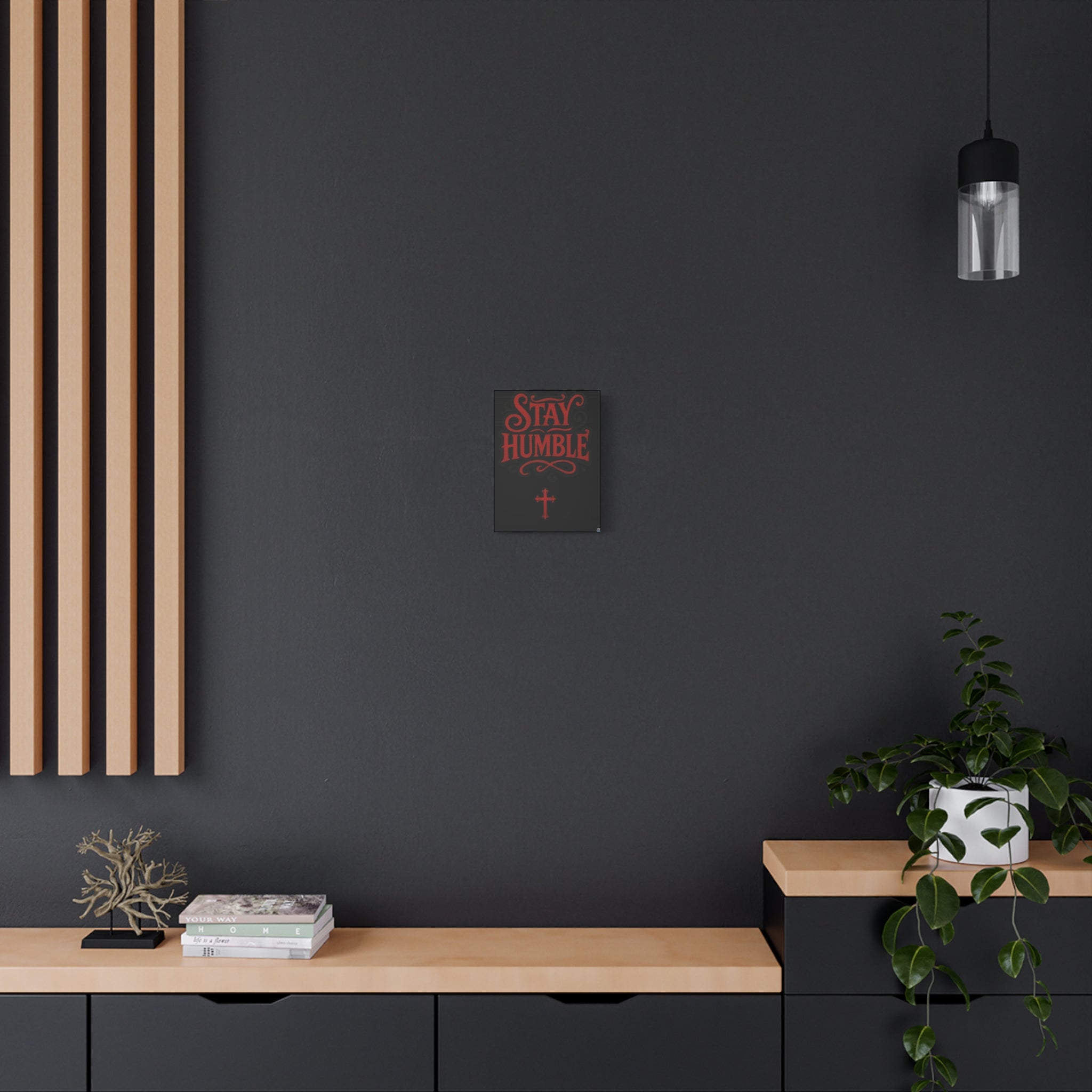 Stay Humble Red Lettering Canvas Wall Art